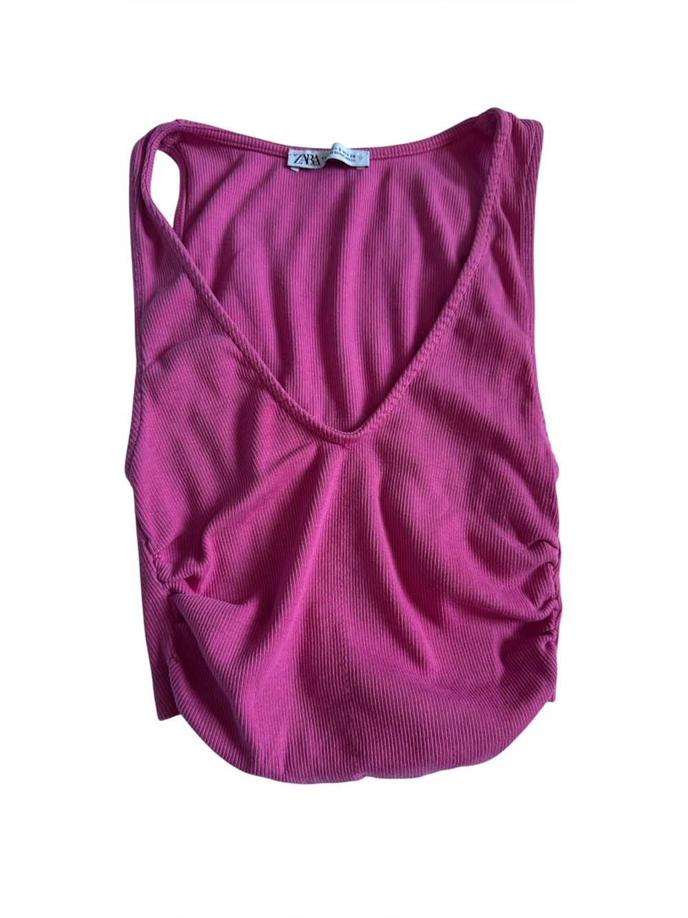 Zara Pink Ribbed V-Neck Tank Top